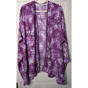 Catherine's Purple Paisley Boho Kimono Coverup Duster 4X/5X Women's (824)